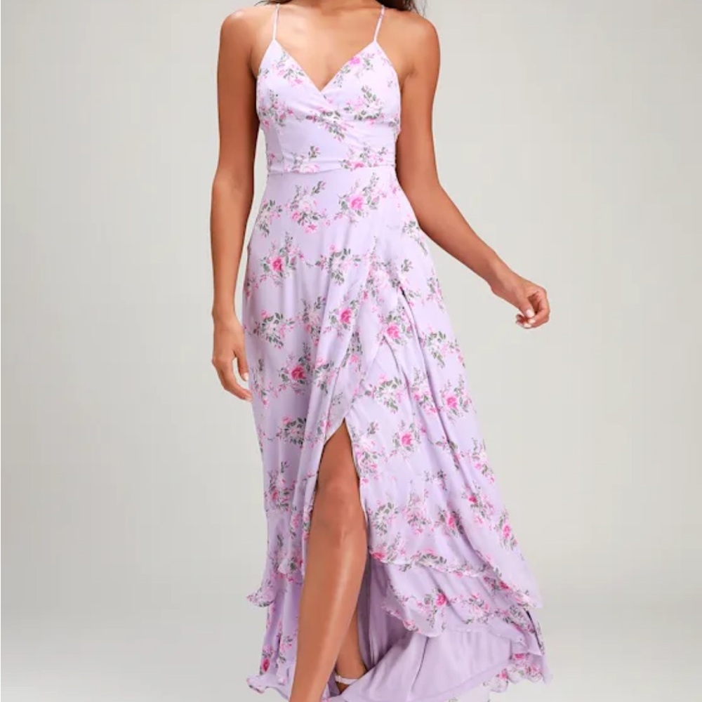 Lulu's Lavender Floral Maxi Dress